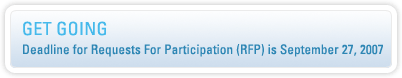 Get Going - Deadline for Requests for Participation (RFP) is September 27, 2007